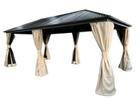Metall-Pavillon Sardinien 3x6 mit Vorhängen Garden Point beige