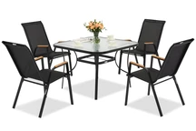 Modena/Bitonto Metall-Gartenmöbel für 4 Personen mit Garden Point quadratischem Tisch schwarz