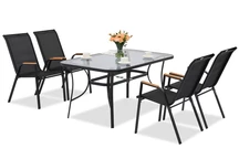 Modena/Bitonto Metall-Gartenmöbel für 4 Personen mit kleinem Tisch Garden Point schwarz