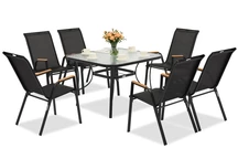 Modena/Bitonto schwarzer Gartentisch Möbel für 6 Personen mit Garden Point quadratischem Tisch