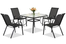 Modena Metall Gartenmöbel für 4 mit Garden Point quadratischer Tisch schwarz