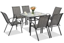 Modena grau Gartentischmöbel für 6 Personen mit Garden Point quadratischem Tisch