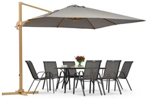 Siena 3x3m holzähnlicher Gartenschirm mit grauem Bezug Garden Point