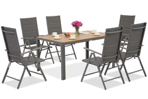 Verona Wood Aluminium Garten-Set für 6 Personen Garden Point grau