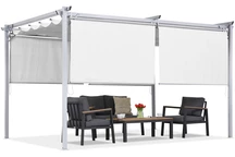 Weiße Terrassenpergola mit Rollläden La Palma 4x4m Garden Point