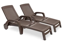Set aus zwei braunen Technorattan-Sonnenliegen Bahama Bica