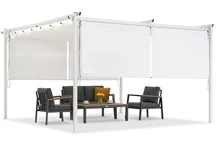 Weiße Terrassenpergola mit Rollläden La Palma 4x4m Garden Point