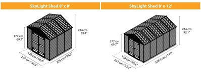 Erweiterungsmodul für Palram Geräteschuppen - Canopia SkyLight 8x4 grau