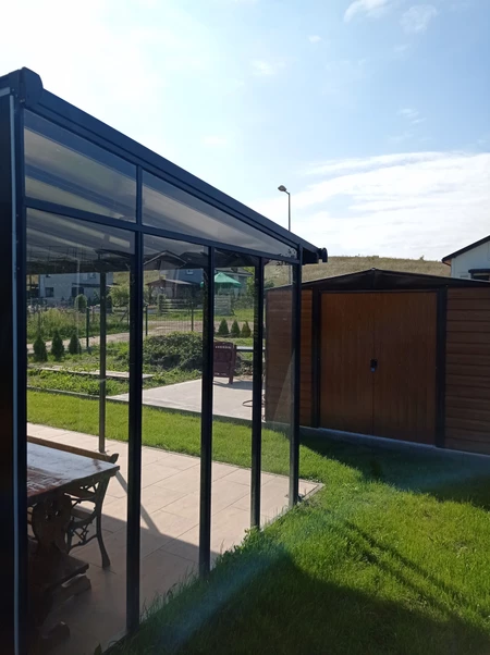 Graue Seitenwand für Feria- und Sierra-Überdachungen - 3 m tief