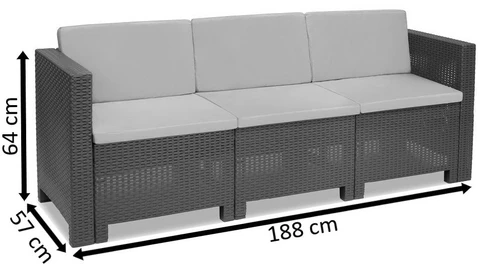 3-Sitzer-Sofa aus Technorattan Colorado braun Bica