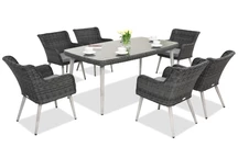 Exklusive Essgruppe aus Polyrattan Cordoba Anthrazit für 6 Personen Garden Point
