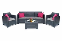 Technorattan-Möbelgarnitur mit einem 3-Sitzer-Sofa Nebraska Coffee 5 Anthrazit Bica