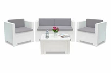 Weiße Technorattan-Möbel mit Sofa Colorado Kaffee 4 Bica 