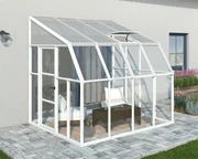 Wintergarten mit weißem Rahmen Sonnenschirm Palram - Canopia 2,58 x 2,6 m weiß